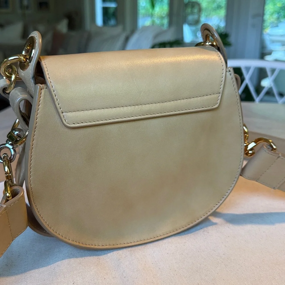 CHLOE Tess Calfskin Leather Crossbody Bag in Bleached Brown w Gold Hardware EUC - Picture 8 of 16